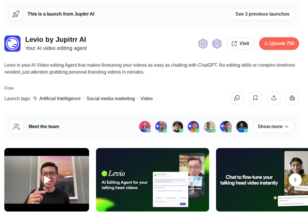 Levio product hunt launch
