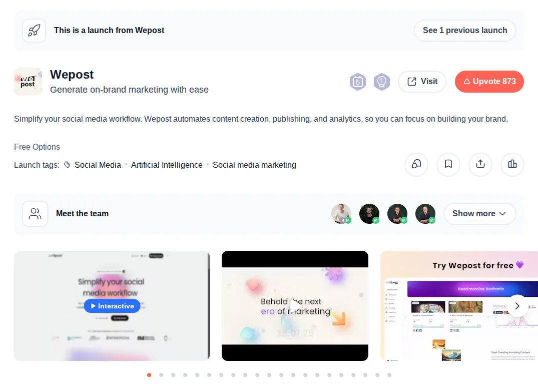 Wepost product hunt launch